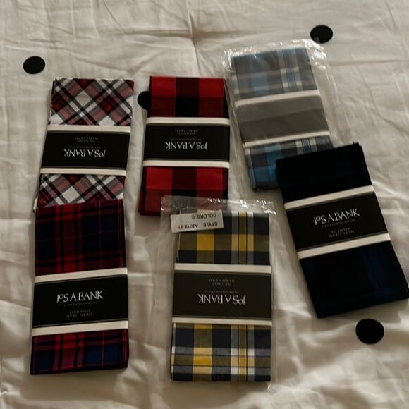Jos. A. Bank pre-folded pocket square Plaid- set of 6 - Picture 1 of 8